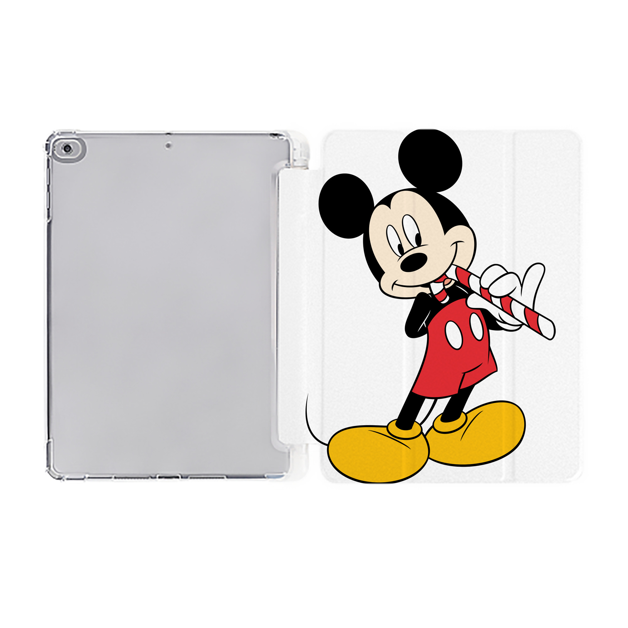 （画像用） ミッキーマウス Mickey Mouse IPad ケース ペン収納付き 三つ折りスタンド PUレザー×シリコン 対応機種9.5/10.5/10.9インチ